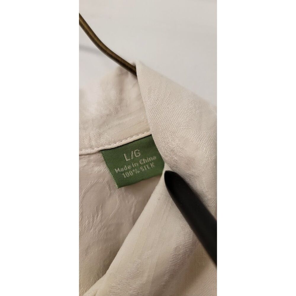Tommy Bahama 100% Silk Cream White Button Front Short Sleeve Summer Shirt Mens L - Picture 4 of 7